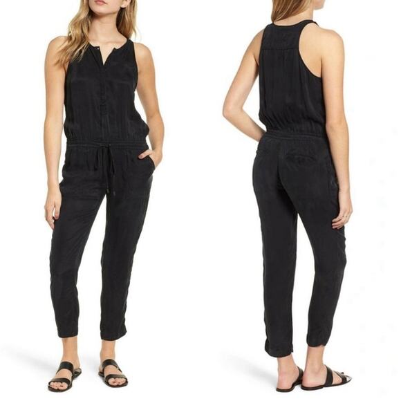 Rails Erin black sleeveless blouson jumpsuit cupro pockets Size Medium - Picture 1 of 8